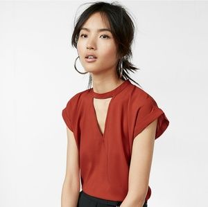Choker shirt with capped sleeves